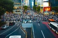 Shibuya crossing in Tokyo high angle wide shot