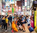 Shibuya Halloween in 2055. Costume revelers at Shibuya district during Halloween celebration.