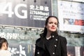 Shibuya, Tokyo / Japan - April 2 2012 : French writer Amelie Nothomb poses for pictures in Tokyo, Japan. She visited Tokyo to film