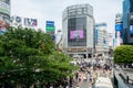 Shibuya, Tokyo, Japan - Shibuya scramble crossing. Famous iconic place. Crowded and full of advertising billboards