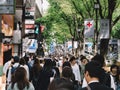Shibuya, Tokyo, Japan - Street crowded with people during Japanese Golden Week.