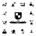 shield and accident cars icon. Detailed set of insurance icons. Premium quality graphic design sign. One of the collection icons f