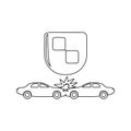 shield and accident cars icon. Element of insurance for mobile concept and web apps icon. Thin line icon for website design and