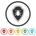 Shield antivirus computer ring icon color set