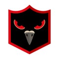 Shield and bird of prey. Vector logo and emblem. Royalty Free Stock Photo