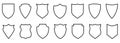 Shield Black Line Icon Set. Outline Sign of Safety, Defence Pictogram. Guard Defense Emblem Outline Icons. Police Badge