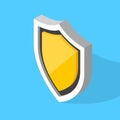 Yellow and blue isometric shield icon. Vector illustration Royalty Free Stock Photo