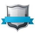 Shield with blue ribbon Royalty Free Stock Photo