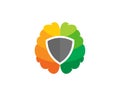 Shield Brain Logo Icon Design