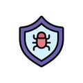 Shield bug cyber attack icon. Simple color with outline vector elements of hacks icons for ui and ux, website or mobile Royalty Free Stock Photo