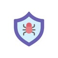 Shield bug cyber attack icon. Simple color vector elements of hacks icons for ui and ux, website or mobile application Royalty Free Stock Photo