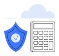 Shield, Calculator, and Cloud Representing Data Security and Financial Management Royalty Free Stock Photo