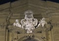 Shield of Cardinal Giovanni Carlo de Medici on the upper facade of San Gaetano in Florence, Italy. Royalty Free Stock Photo