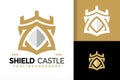 Shield castle logo design vector symbol icon illustration Royalty Free Stock Photo