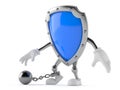Shield character with prisson ball Royalty Free Stock Photo