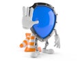 Shield character with traffic cone