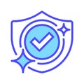 Shield with Check Line Icon, Outline Symbol for Security Verification, Data Protection, Risk Prevention, Trust Assurance, and Royalty Free Stock Photo