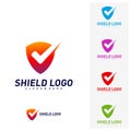 Shield Check Logo Design Concept Vector. Shield quality vector illustration Design. Icon Symbol