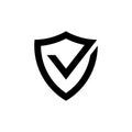 Shield with check mark black icon, protection approved sign