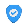 shield icon with check mark 3d symbol security Royalty Free Stock Photo