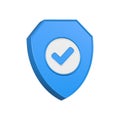shield icon with check mark 3d symbol security Royalty Free Stock Photo