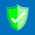 Shield with check mark icon vector. Approved and trusted product concept