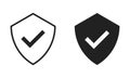 Shield check mark icon, vector checkmark security symbol