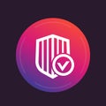 Shield with check mark, secure, security icon