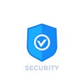 Shield with check mark, security vector icon Royalty Free Stock Photo