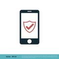 Shield Check Mark Smartphone Icon Vector Logo Template Illustration Design. Vector EPS 10 Royalty Free Stock Photo