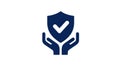 Shield with Checkmark and Hands Icon - Security and Safety Symbol Royalty Free Stock Photo