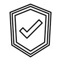 Shield checkmark icon in bold outline style, representing security, protection, verification, Royalty Free Stock Photo