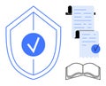 Shield with Checkmark and Legal Documents