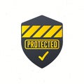 Shield with a checkmark in the middle. Privacy security Protection icon concept. Stock vector illustration isolated on Royalty Free Stock Photo