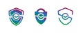 Shield with a checkmark. Protection and security symbol. Set vector icons Royalty Free Stock Photo