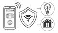 Shield checkmark and security and protection and safety and secure icon Generative AI