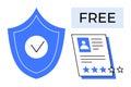 Data Security Concept with Shield Icon and Free Profile Verification with Star Rating Royalty Free Stock Photo