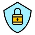 Shield cipher icon color outline vector