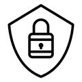 Shield cipher icon, outline style
