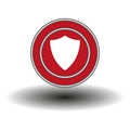 Shield circular red web icon button. Vector illustration. EPS10. Royalty Free Stock Photo