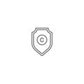 Shield with copyright sign vector icon symbol isolated on white background Royalty Free Stock Photo