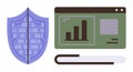 Digital Security and Data Analysis with Shield and Analytics Dashboard Royalty Free Stock Photo