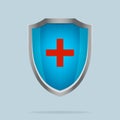 Shield with cross. Health protection. Vector illustration design. Safety life