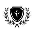 Shield with cross and a laurel wreath icon Royalty Free Stock Photo