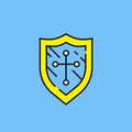 Shield cross line icon