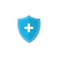 Shield with Cross, Plus Icon Vector in Flat Style