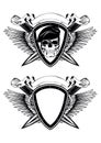 Shield crossed knives and skull in beret