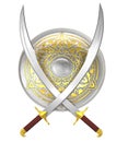 Shield and crossed scimitar swords