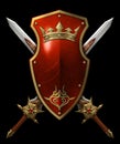 Shield with crossed swords illustration Royalty Free Stock Photo