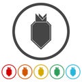 Shield with crown icon. Set icons in color circle buttons Royalty Free Stock Photo